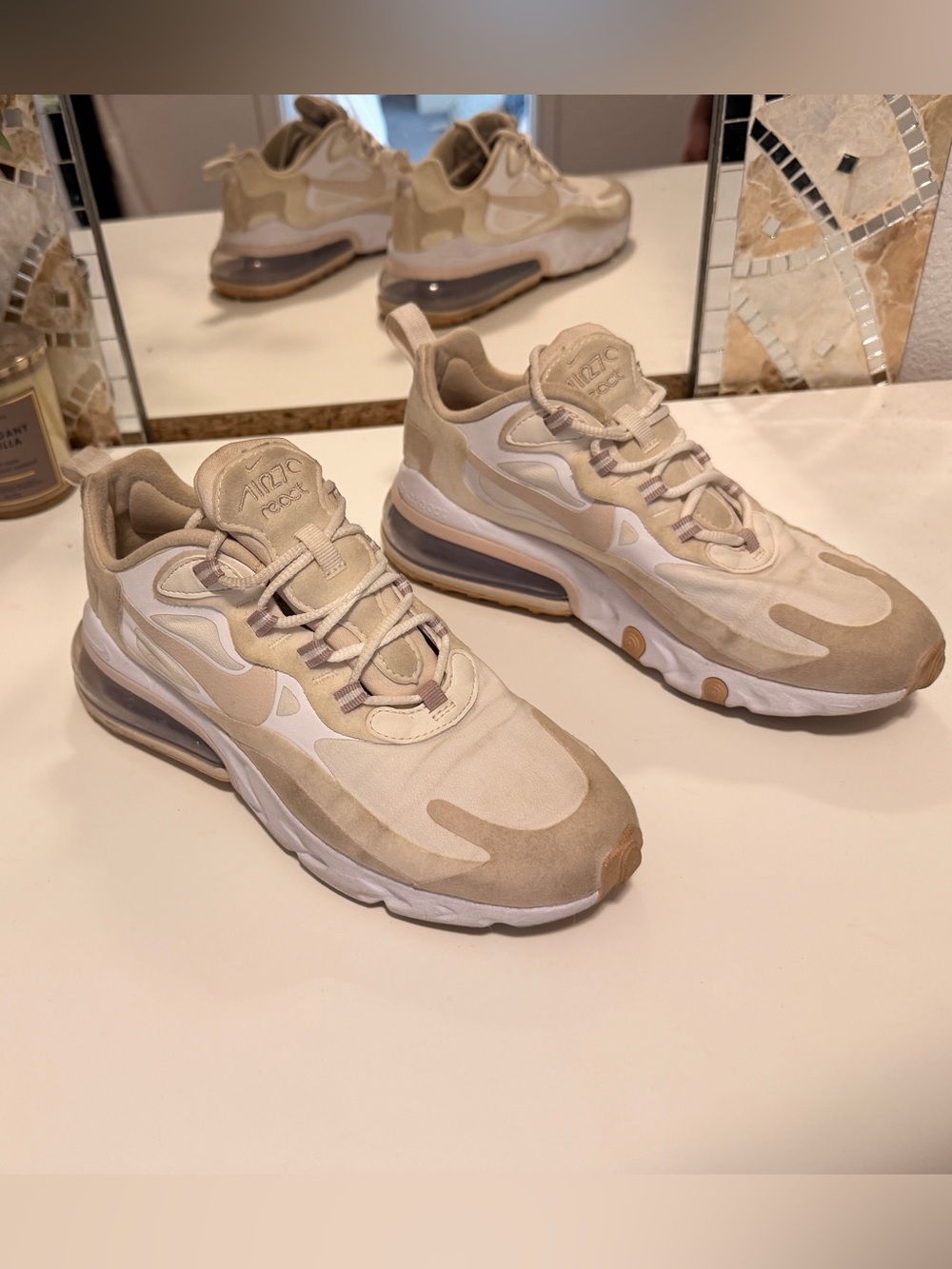 Nike Air Max 270 React Sneakers - Cream & Tan